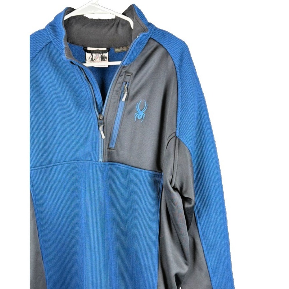 Spyder Outbound Core Sweater XL Quarter Zip Waffle Knit Fleece Pullover Blue